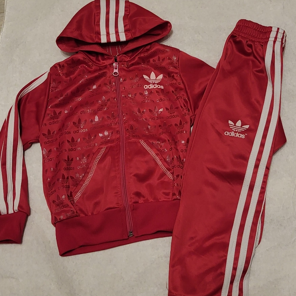 Adidas red/white tracksuit